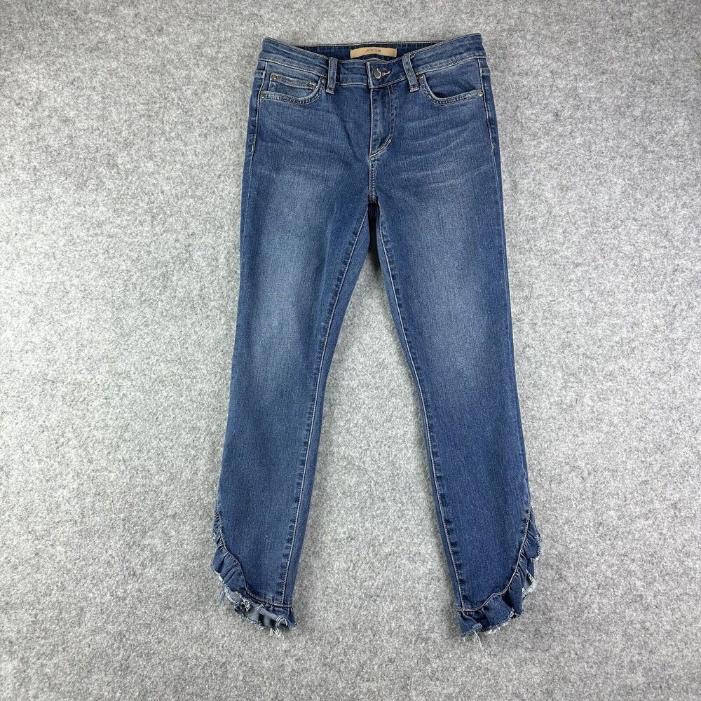 Joes Jeans Womens 26 Medium Wash The Icon Mid Rise Skinny Ankle Ruffle Stretch*